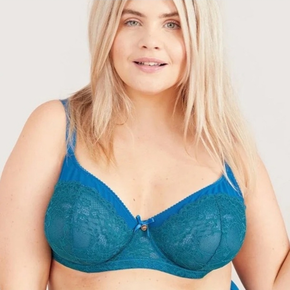 Oola Teal Lace And Mesh Bra
